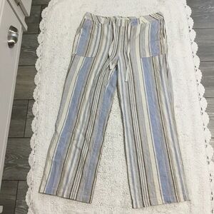 Land n Sea Striped Linen Blend Drawstring Pants size M